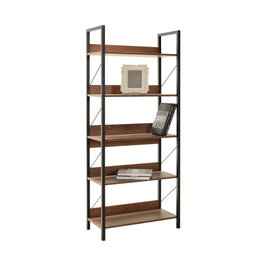 Hanah Home Ktp-850-Oo-1 Estantería de Nogal con Estructura Metálica, 73x172x35 cm, Tablero Melamina.